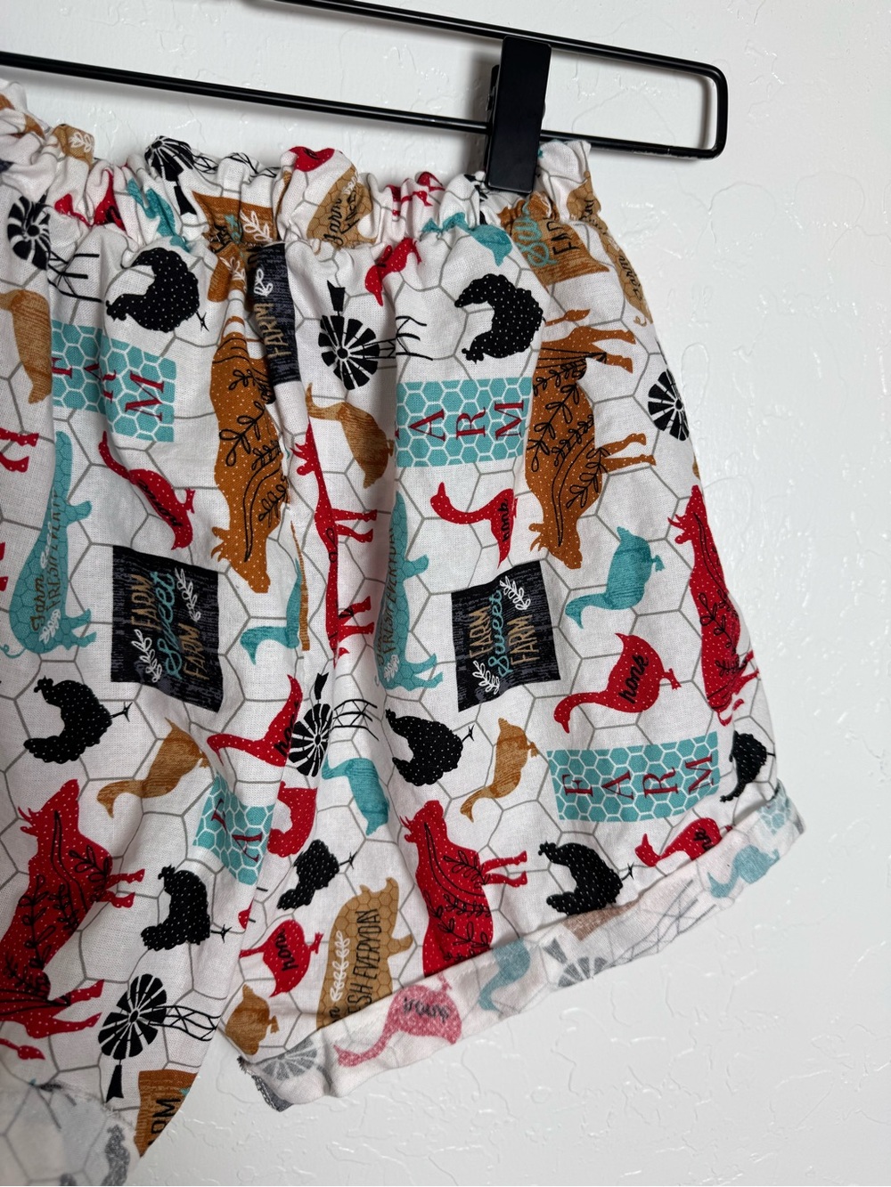 Hand Sewn Playful Farm House Animal Print Cotton Shorts - Picture 6 of 10